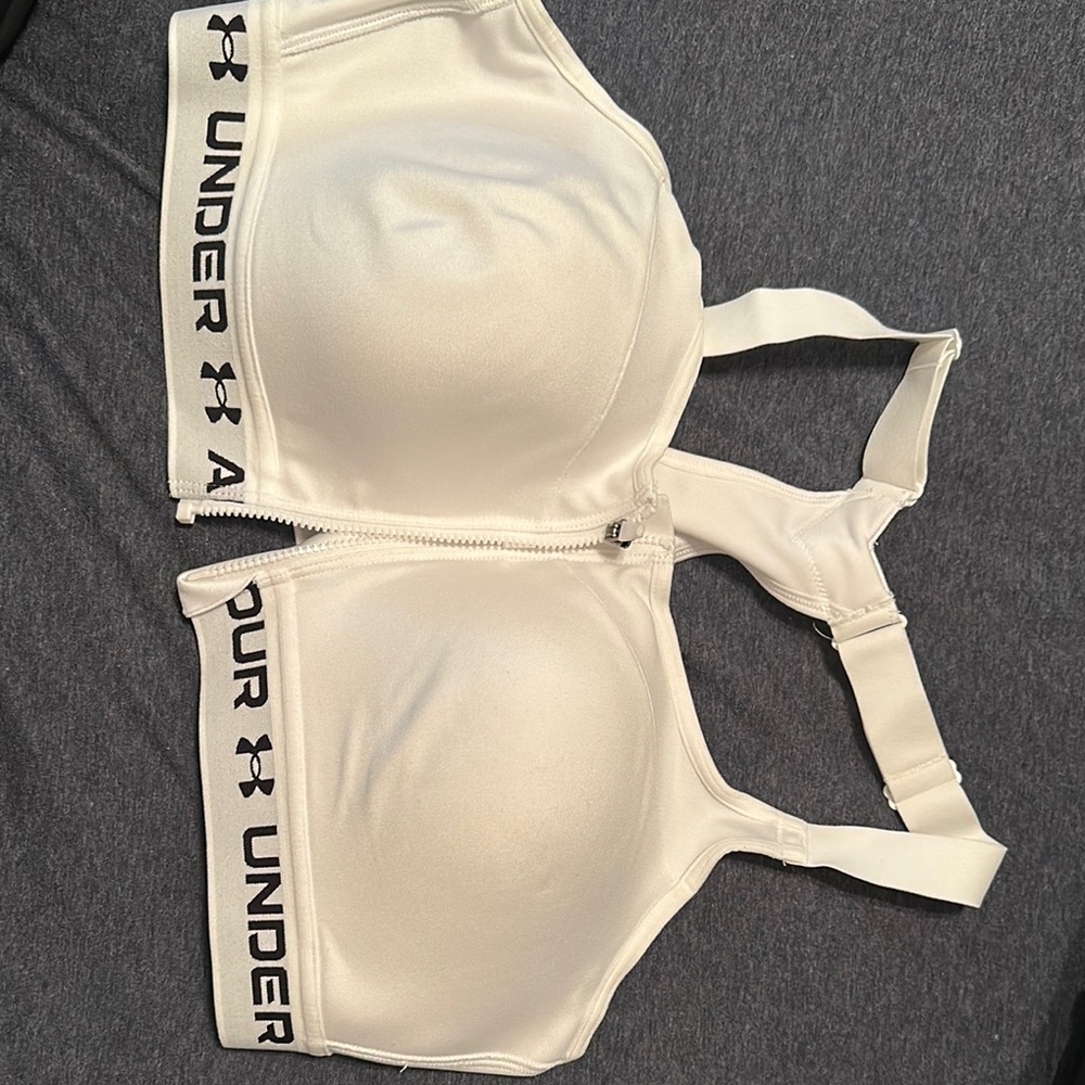 Under Armour White Sports Bra with Molded Cups and Racerback